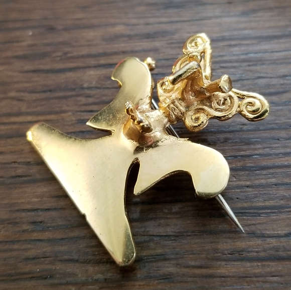 Vintage Inca Mayan artifact styled brooch gold tone pre colombian mesoamerican - Picture 7 of 12